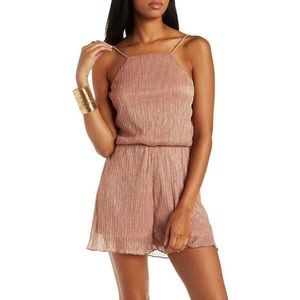 Metallic Mauve Shimmer Micro Pleated Romper